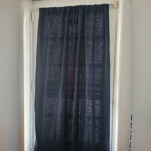 Elegant Navy Blue Textured Heavy Weight Curtain 4 Panels